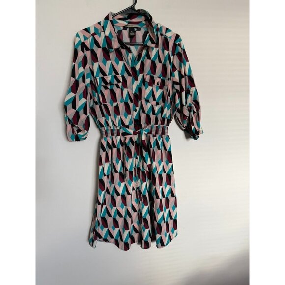 Millennium Multi-color 3/4 Button Down Elastic Waist Shirt Dress - Size XL - Picture 1 of 6